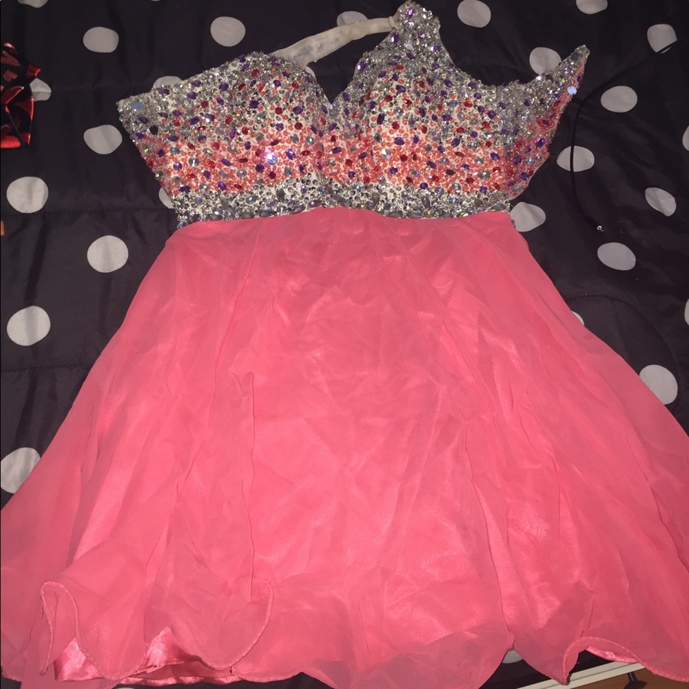 Coral Homecoming Dress - Picture 1 of 5
